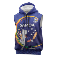 Custom Cricket Samoa East Asia-Pacific Sleeveless Zip Hoodie Samoa Storming the Limits LT9 Blue - Polynesian Pride