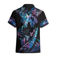 Polynesia Ribbon Butterflies Hawaiian Shirt Silver Fern Breast Cancer With Papua Shell Pattern LT9 - Polynesian Pride