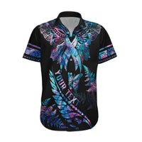 Personalised Polynesia Ribbon Butterflies Hawaiian Shirt Silver Fern Breast Cancer With Papua Shell Pattern LT9 Black - Polynesian Pride