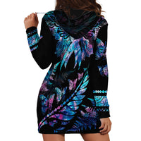Personalised Polynesia Ribbon Butterflies Hoodie Dress Silver Fern Breast Cancer With Papua Shell Pattern LT9 - Polynesian Pride