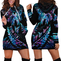 Personalised Polynesia Ribbon Butterflies Hoodie Dress Silver Fern Breast Cancer With Papua Shell Pattern LT9 - Polynesian Pride