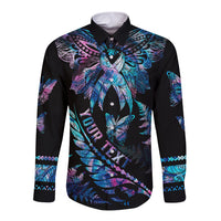 personalised-polynesia-ribbon-butterflies-long-sleeve-button-shirt-silver-fern-breast-cancer-with-papua-shell-pattern