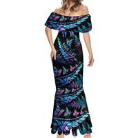 Personalised Polynesia Ribbon Butterflies Mermaid Dress Silver Fern Breast Cancer With Papua Shell Pattern LT9 - Polynesian Pride