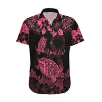 Personalised Polynesian Turtle Ribbon Hawaiian Shirt Think Pink Breast Cancer With Pacific Hibiscus LT9 Pink - Polynesian Pride