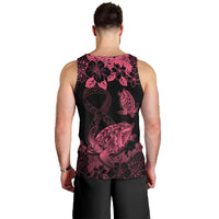 Personalised Polynesian Turtle Ribbon Men Tank Top Think Pink Breast Cancer With Pacific Hibiscus LT9 - Polynesian Pride