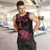 Personalised Polynesian Turtle Ribbon Men Tank Top Think Pink Breast Cancer With Pacific Hibiscus LT9 - Polynesian Pride