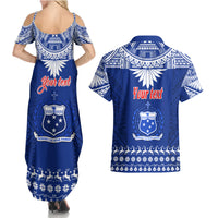 Personalised Toa Samoa Christmas Couples Matching Summer Maxi Dress and Hawaiian Shirt Samoa Siva Tau Manuia Le Kerisimasi Blue Vibe LT9 - Polynesian Pride