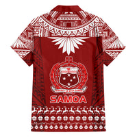 Toa Samoa Christmas Family Matching Off Shoulder Maxi Dress and Hawaiian Shirt Samoa Siva Tau Manuia Le Kerisimasi Red Vibe LT9 - Polynesian Pride
