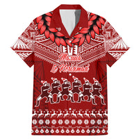 Personalised Toa Samoa Christmas Family Matching Mermaid Dress and Hawaiian Shirt Samoa Siva Tau Manuia Le Kerisimasi Red Vibe LT9 Dad's Shirt - Short Sleeve Red - Polynesian Pride