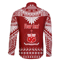 Personalised Toa Samoa Christmas Family Matching Off Shoulder Short Dress and Hawaiian Shirt Samoa Siva Tau Manuia Le Kerisimasi Red Vibe LT9 - Polynesian Pride