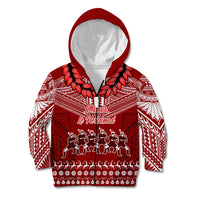Personalised Toa Samoa Christmas Kid Hoodie Samoa Siva Tau Manuia Le Kerisimasi Red Vibe LT9 Zip Hoodie Red - Polynesian Pride