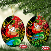 Personalised Vanuatu Joyeux Noel Ceramic Ornament Christmas Santas God Yumi LT9 Oval Reggae - Polynesian Pride