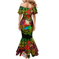 Personalised Vanuatu Joyeux Noel Family Matching Mermaid Dress and Hawaiian Shirt Christmas Santas God Yumi LT9 - Polynesian Pride
