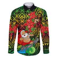 Personalised Vanuatu Joyeux Noel Family Matching Summer Maxi Dress and Hawaiian Shirt Christmas Santas God Yumi LT9 Dad's Shirt - Long Sleeve Reggae - Polynesian Pride