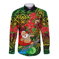 Personalised Vanuatu Joyeux Noel Long Sleeve Button Shirt Christmas Santas God Yumi LT9 Unisex Reggae - Polynesian Pride