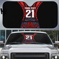 Custom New Zealand Auto Sun Shade Maori Kiwiana Pattern Tukutuku Motif LT9 Red - Polynesian Pride