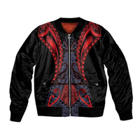 Custom New Zealand Bomber Jacket Maori Kiwiana Pattern Tukutuku Motif LT9 Unisex Red - Polynesian Pride