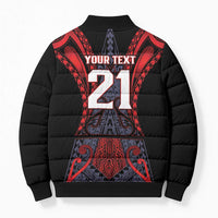 Custom New Zealand Bomber Puffer Jacket Maori Kiwiana Pattern Tukutuku Motif LT9 - Polynesian Pride