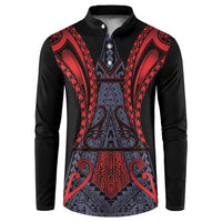 Custom New Zealand Button Sweatshirt Maori Kiwiana Pattern Tukutuku Motif LT9 Red - Polynesian Pride