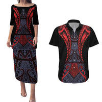 Custom New Zealand Couples Matching Puletasi and Hawaiian Shirt Maori Kiwiana Pattern Tukutuku Motif