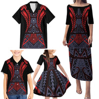 Custom New Zealand Family Matching Puletasi and Hawaiian Shirt Maori Kiwiana Pattern Tukutuku Motif