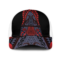 New Zealand Mesh Trucker Cap Maori Kiwiana Pattern Tukutuku Motif LT9 One Size White Red - Polynesian Pride