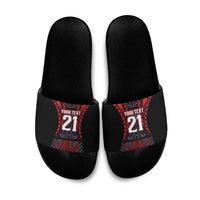 Custom New Zealand Slide Sandals Maori Kiwiana Pattern Tukutuku Motif LT9 Red - Polynesian Pride