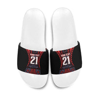 Custom New Zealand Slide Sandals Maori Kiwiana Pattern Tukutuku Motif LT9 Red - Polynesian Pride
