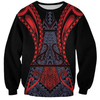 Custom New Zealand Sweatshirt Maori Kiwiana Pattern Tukutuku Motif LT9 Unisex Red - Polynesian Pride