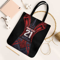 Custom New Zealand Tote Bag Maori Kiwiana Pattern Tukutuku Motif LT9 Black Strap One Size Red - Polynesian Pride