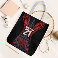 Custom New Zealand Tote Bag Maori Kiwiana Pattern Tukutuku Motif LT9 White Strap One Size Red - Polynesian Pride