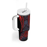 Custom New Zealand Tumbler With Handle Maori Kiwiana Pattern Tukutuku Motif LT9 - Polynesian Pride