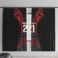 Custom New Zealand Window Curtain Maori Kiwiana Pattern Tukutuku Motif LT9 With Hooks Red - Polynesian Pride