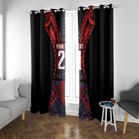 Custom New Zealand Window Curtain Maori Kiwiana Pattern Tukutuku Motif LT9 With Grommets Red - Polynesian Pride
