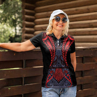 Custom New Zealand Women Polo Shirt Maori Kiwiana Pattern Tukutuku Motif