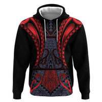 Custom New Zealand Zip Hoodie Maori Kiwiana Pattern Tukutuku Motif LT9 Pullover Hoodie Red - Polynesian Pride