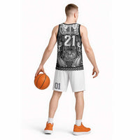 Custom New Zealand Taiaha Maori Basketball Jersey Kiwikiwi Minimalist Silver Fern Tukutuku Motif