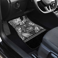 Custom New Zealand Taiaha Maori Car Mats Kiwikiwi Minimalist Silver Fern Tukutuku Motif