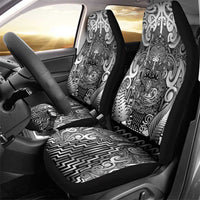 New Zealand Taiaha Maori Car Seat Cover Kiwikiwi Minimalist Silver Fern Tukutuku Motif