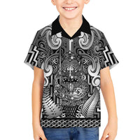 Custom New Zealand Taiaha Maori Family Matching Mermaid Dress and Hawaiian Shirt Kiwikiwi Minimalist Silver Fern Tukutuku Motif