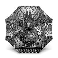 New Zealand Taiaha Maori Umbrella Kiwikiwi Minimalist Silver Fern Tukutuku Motif
