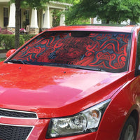 New Zealand Taiaha Maori Auto Sun Shade Whero Minimalist Silver Fern Tukutuku Motif