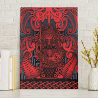 New Zealand Taiaha Maori Canvas Wall Art Whero Minimalist Silver Fern Tukutuku Motif