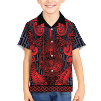 Custom New Zealand Taiaha Maori Family Matching Off The Shoulder Long Sleeve Dress and Hawaiian Shirt Whero Minimalist Silver Fern Tukutuku Motif