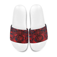 New Zealand Taiaha Maori Slide Sandals Whero Minimalist Silver Fern Tukutuku Motif