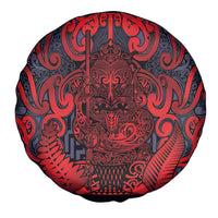 New Zealand Taiaha Maori Spare Tire Cover Whero Minimalist Silver Fern Tukutuku Motif