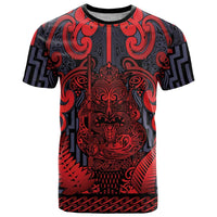 Custom New Zealand Taiaha Maori T Shirt Whero Minimalist Silver Fern Tukutuku Motif