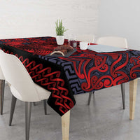 New Zealand Taiaha Maori Tablecloth Whero Minimalist Silver Fern Tukutuku Motif