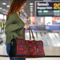 New Zealand Taiaha Maori Travel Bag Whero Minimalist Silver Fern Tukutuku Motif