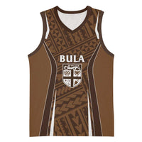 Custom Oceania Football Bula Fiji Basketball Jersey Polynesian Tribal Pattern LT9 Unisex Brown - Polynesian Pride